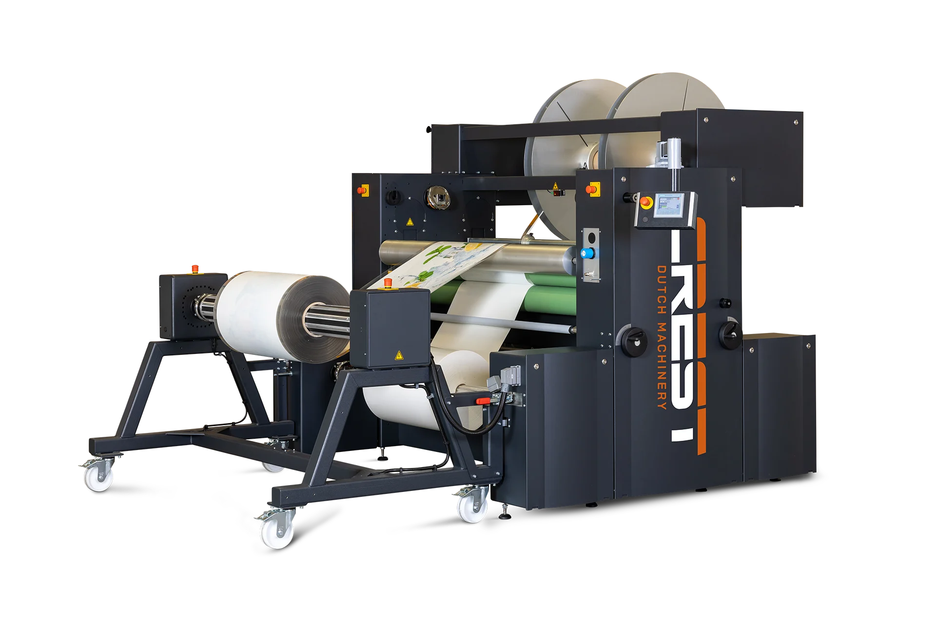 Crest roll-to-roll laminator slitter winder